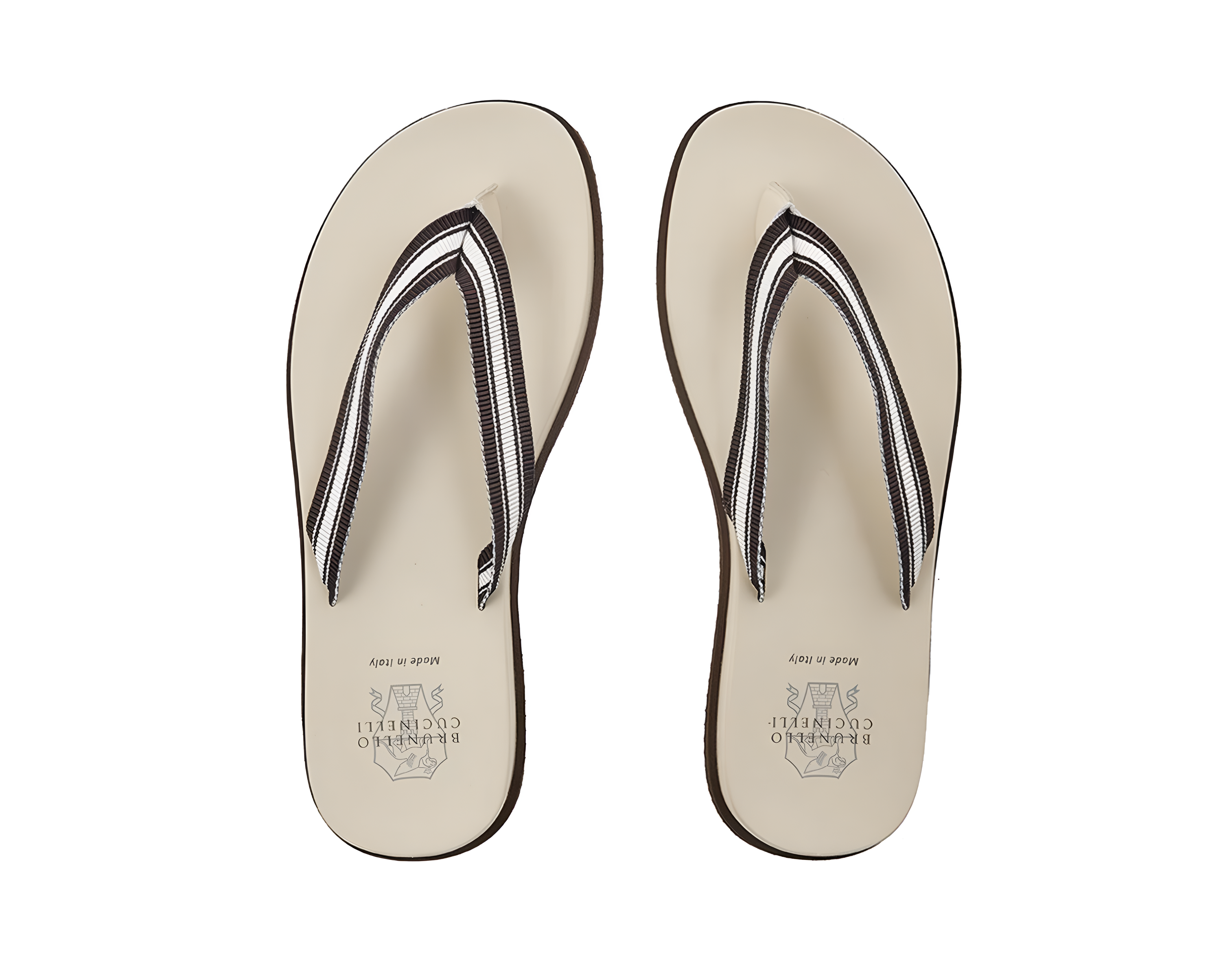 Brunello Cucinelli Mens Flip Flop Slippers In Brown