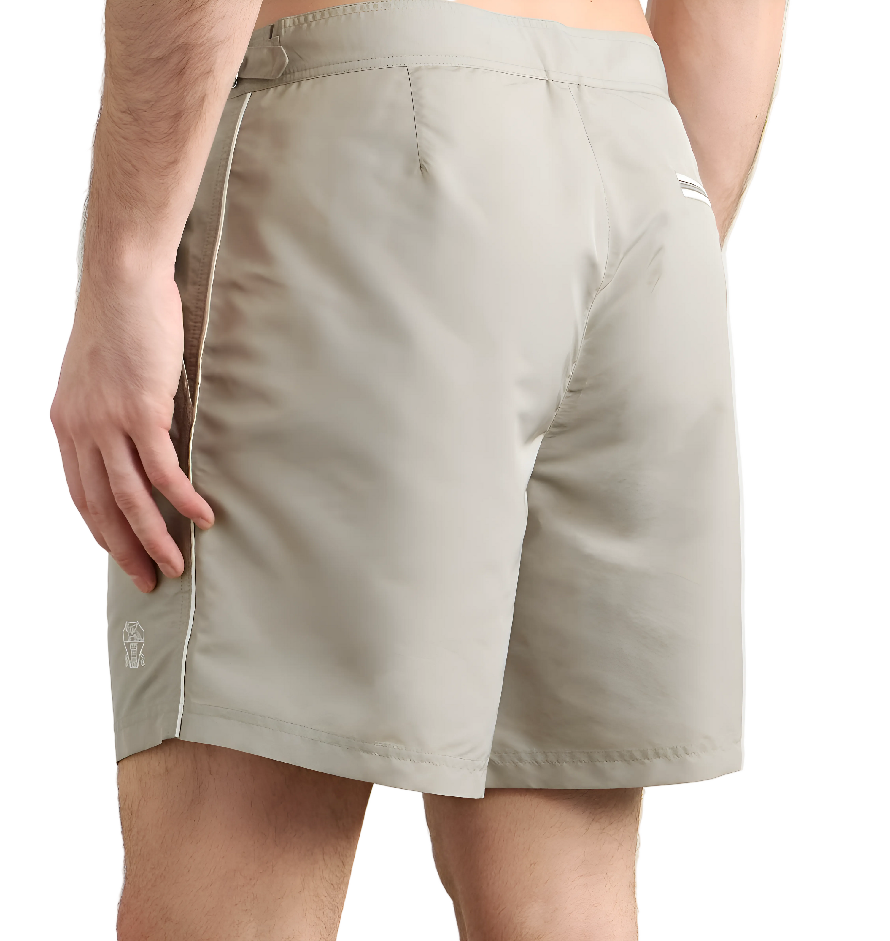 Brunello Cucinelli Mens Swimwear in Saga Green With Side-Adjusters