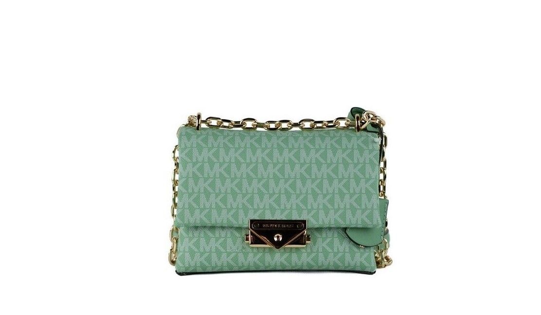 Michael Kors Cece Small Sea Green Signature PVC Convertible Flap Crossbody Women's Bag