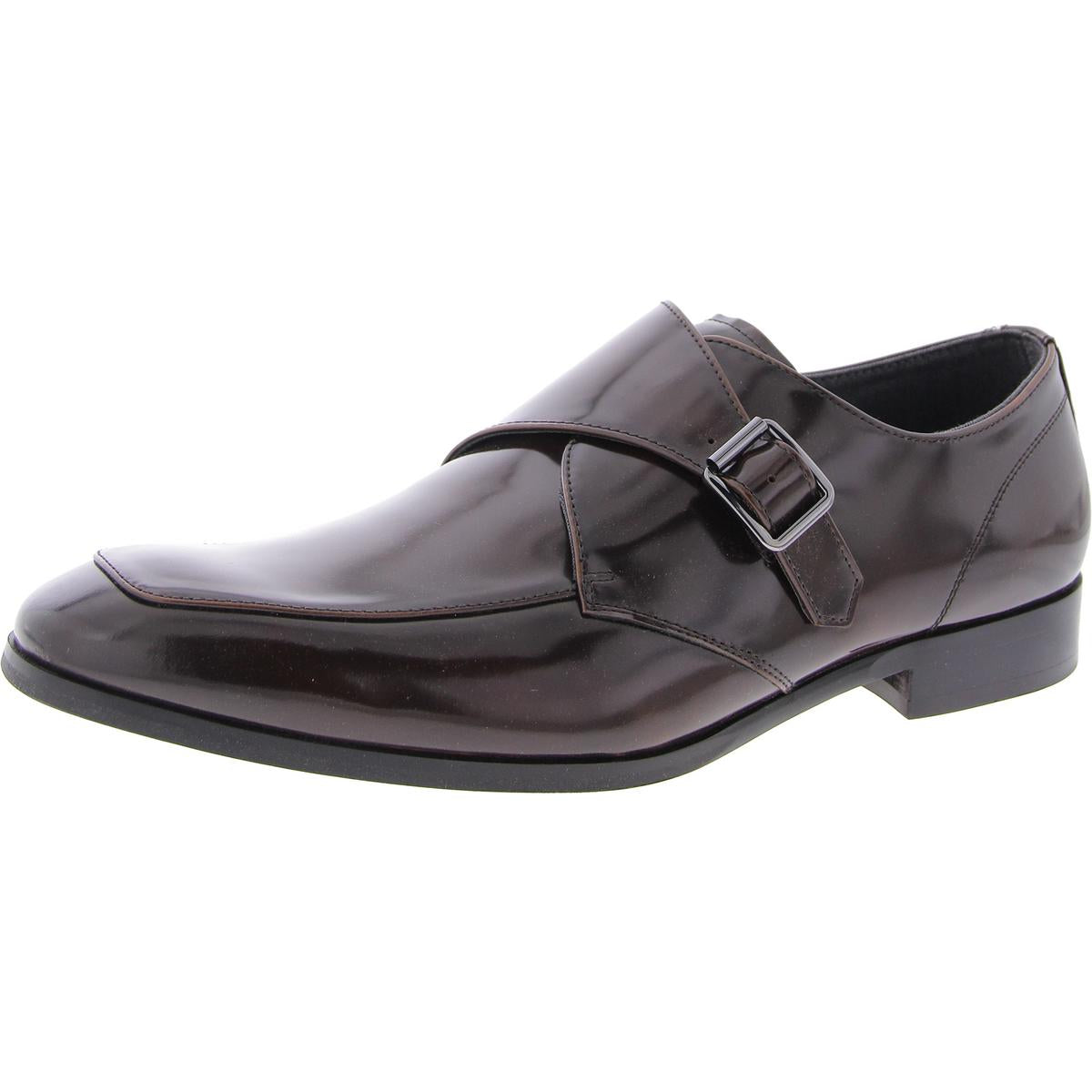 Tenzy Mens Leather Single Monk Shoes