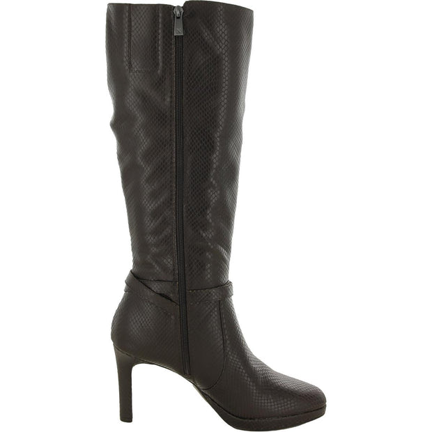 Taelynn Womens Zipper Leather Knee-High Boots
