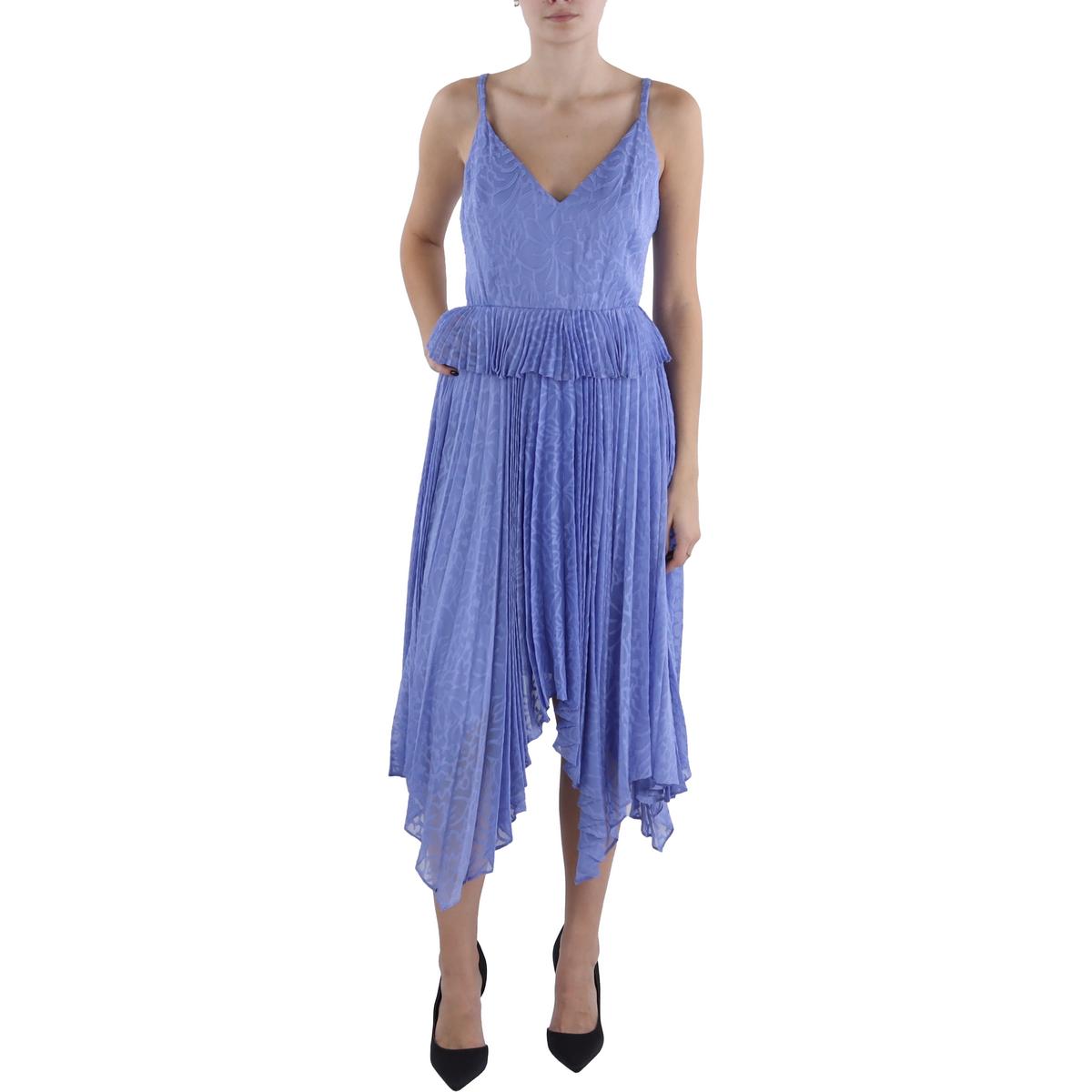 Womens Pleated Sleeveless Midi Dress