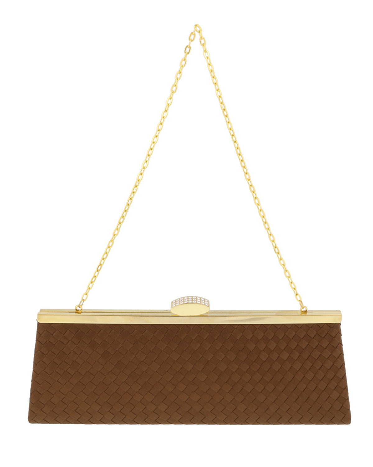 Scheilan Brown Fabric Weave Clutch/Shoulder Bag