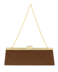 Scheilan Brown Fabric Weave Clutch/Shoulder Bag