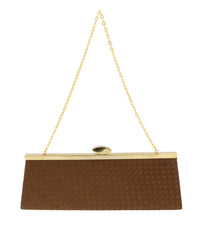 Scheilan Brown Fabric Weave Clutch/Shoulder Bag