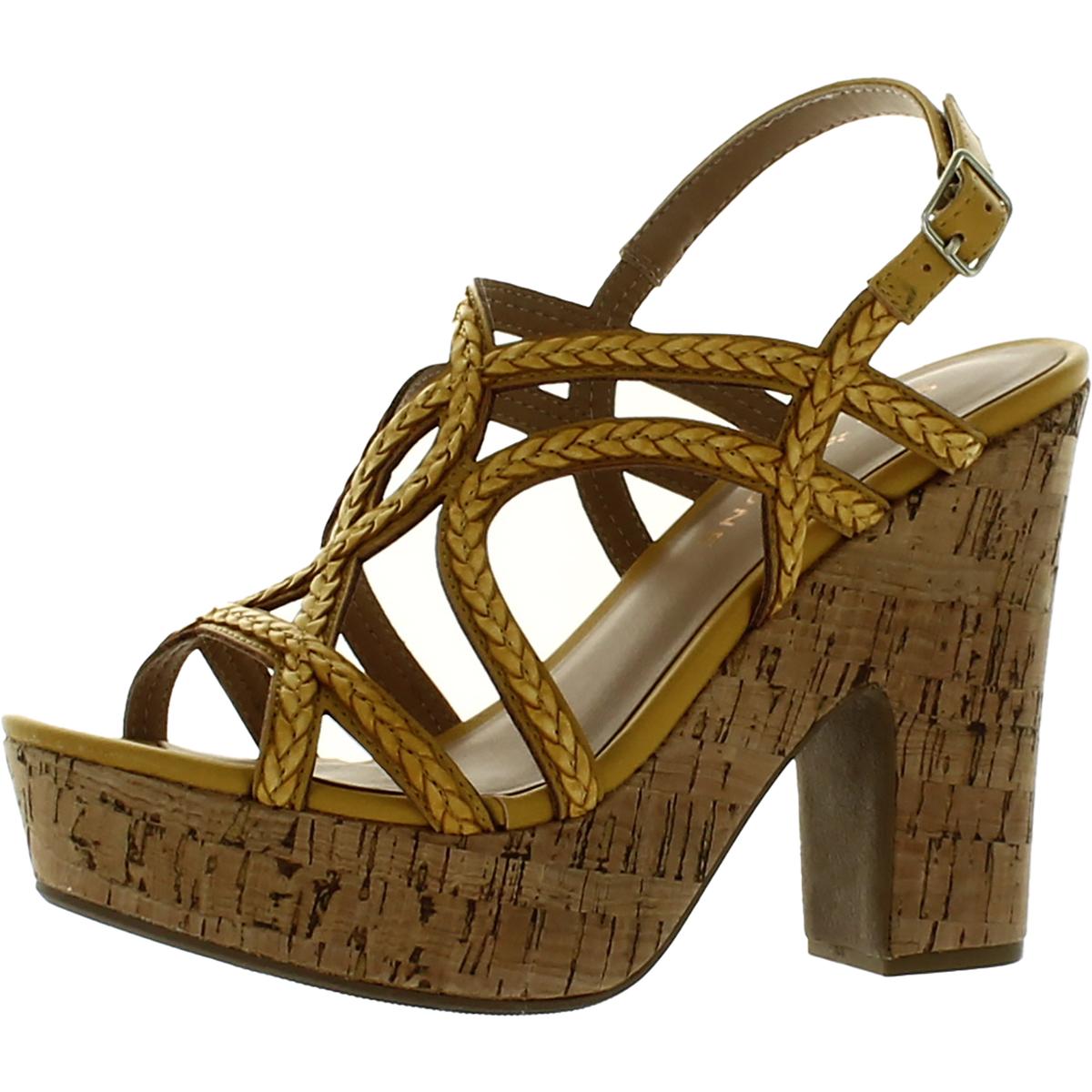 Nadiya Womens Woven Dress Sandals 5.5 Medium Yellow Smooth