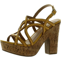 Nadiya Womens Woven Dress Sandals 5.5 Medium Yellow Smooth