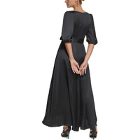 Womens Surplice Satin Maxi Dress
