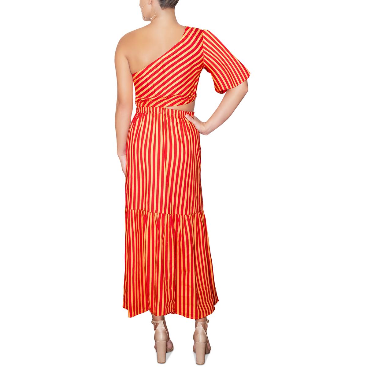Womens Cotton One-Shoulder Maxi Dress