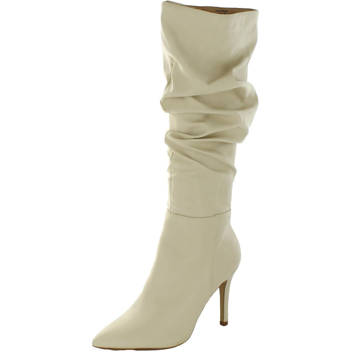 Sarie Womens Faux Leather Slouchy Knee-High Boots 10 Medium Sand