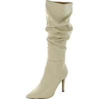 Sarie Womens Faux Leather Slouchy Knee-High Boots 10 Medium Sand