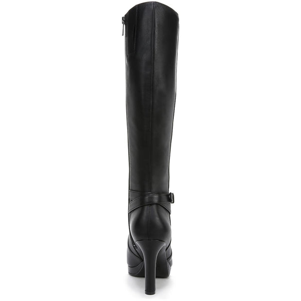 Taelynn Womens Zipper Leather Knee-High Boots