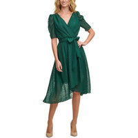 Womens Surplice Chiffon Midi Dress