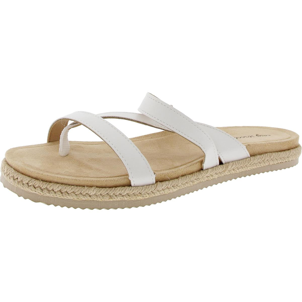 Womens Strappy Leather Slide Sandals