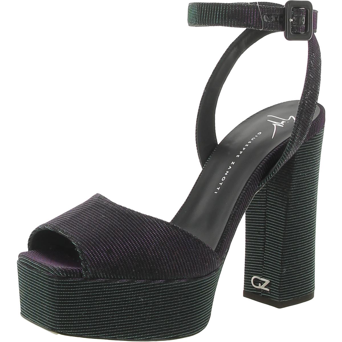 Blasvegas 80 Womens Glitter Ankle Strap Platform Sandals 37 Medium Viola