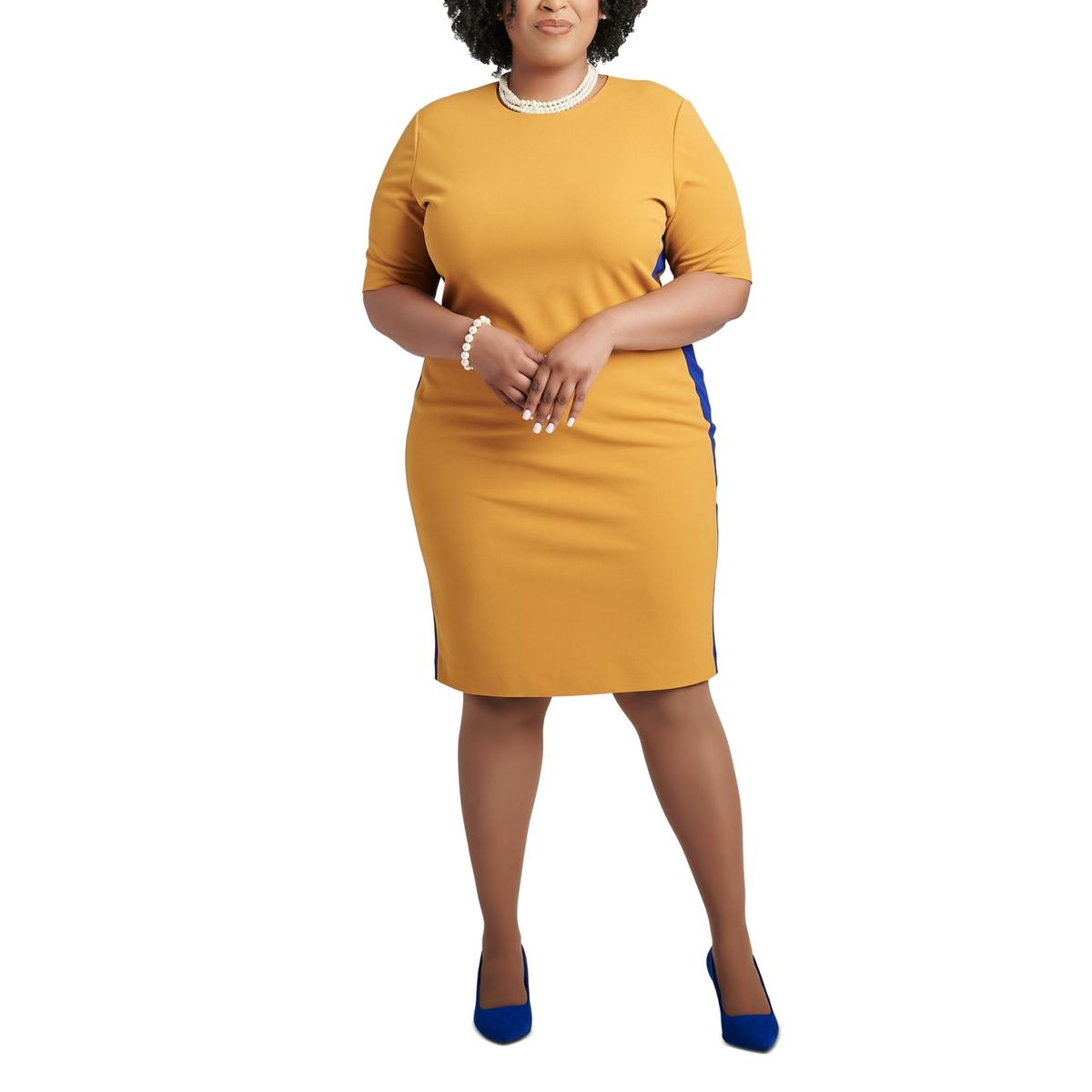 Plus Womens Crepe Elbow sleeve Bodycon Dress