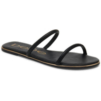 Issy Womens Slip On Double Strap Slide Sandals 10 Medium BLACK FAUX