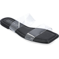 Amata Womens Faux Leather Transparent Slide Sandals Black