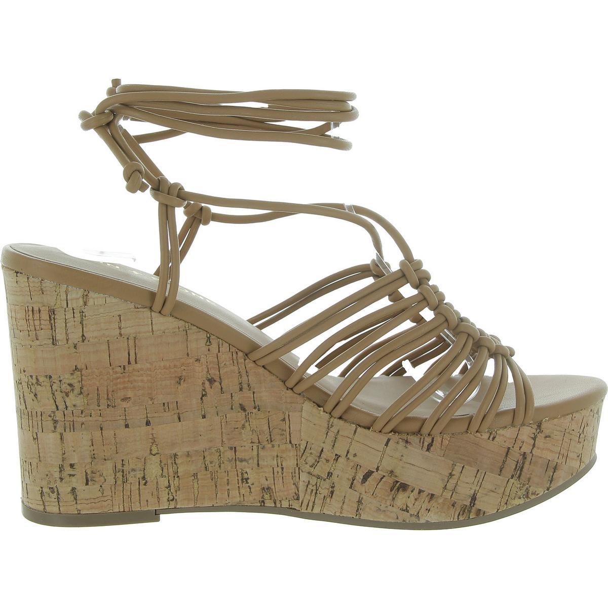 Tillyyp Womens Faux Leather Heeled Wedge Sandals