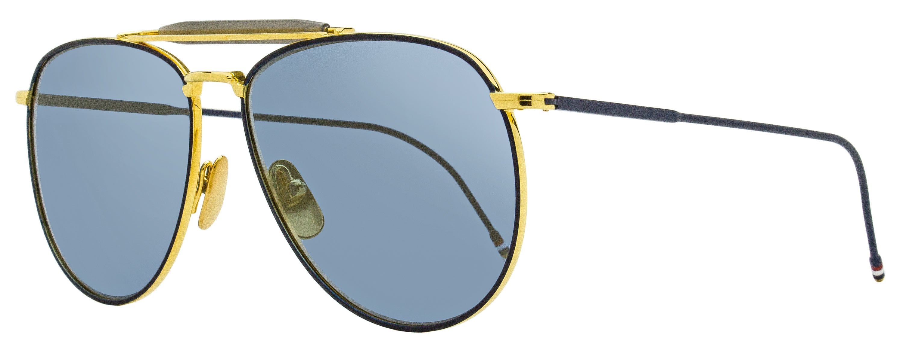 Thom Browne Pilot Sunglasses TB015LTD NVYGLD Gold/Navy 62mm Gold Navy
