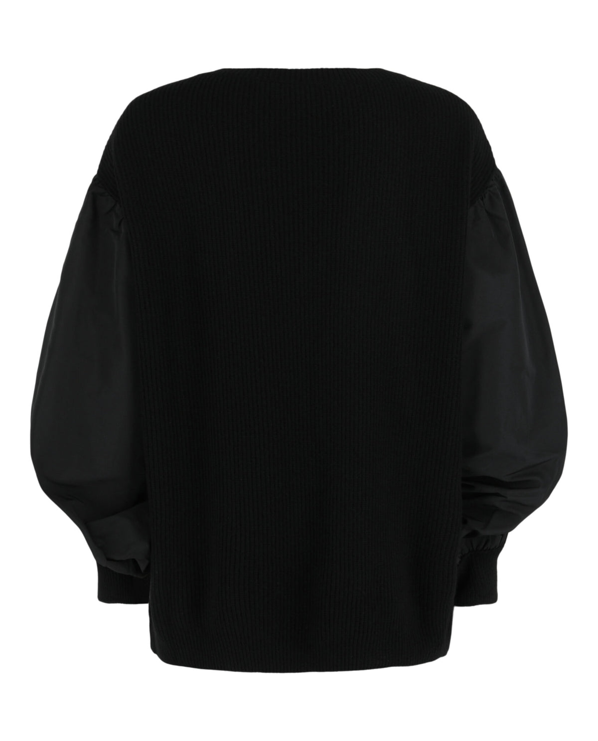 Valentino Womens Mixed-Media Ribbed-Knit V-Neck Sweater
