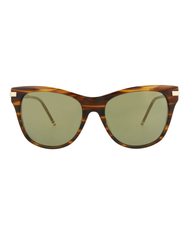 Thom Browne Unisex Round/Oval Walnut Gold Green Fashion Designer Eyewear