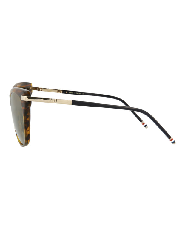 Thom Browne Unisex Round/Oval Walnut Gold Green Fashion Designer Eyewear