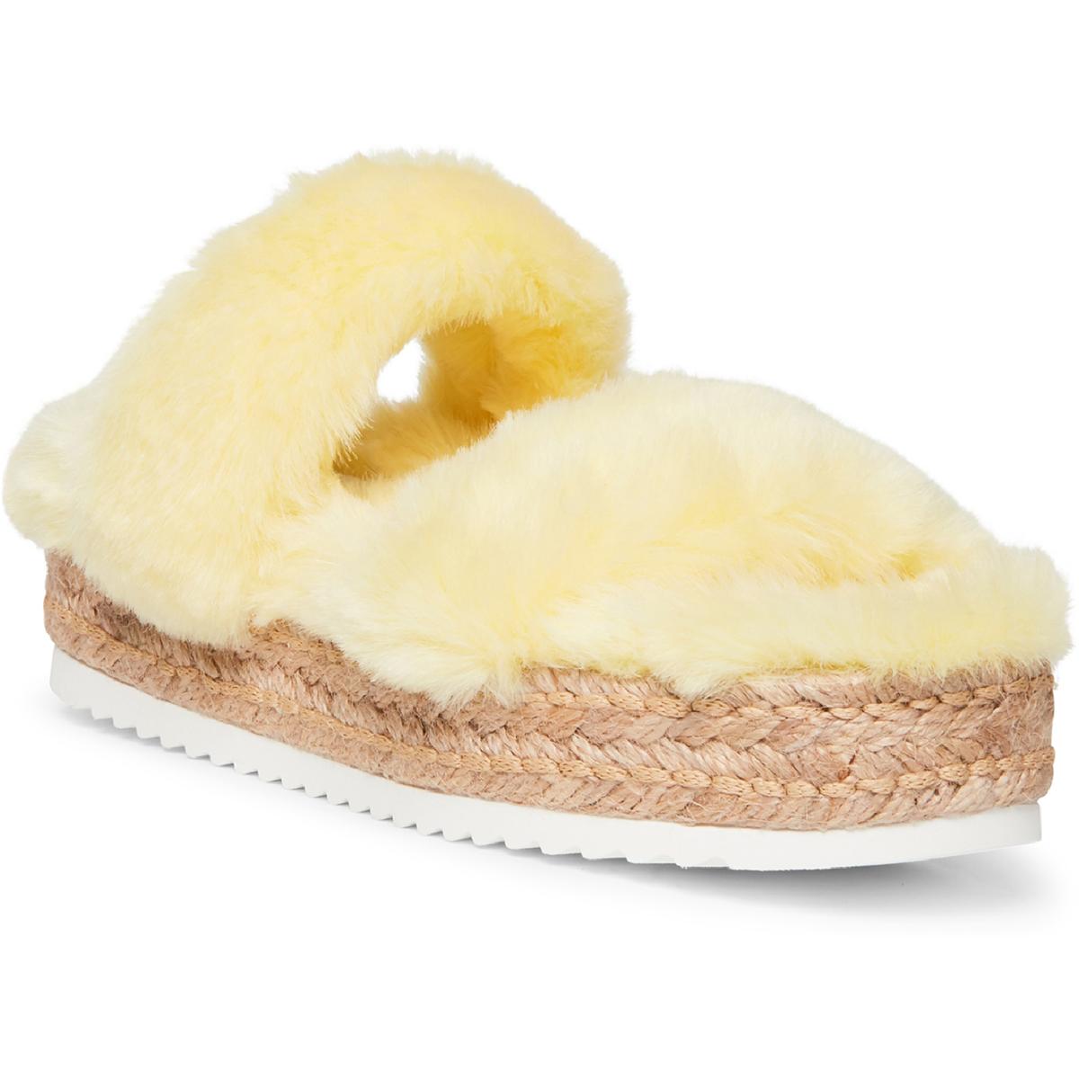 Katana Womens Faux Fur Open Toe Platform Sandals