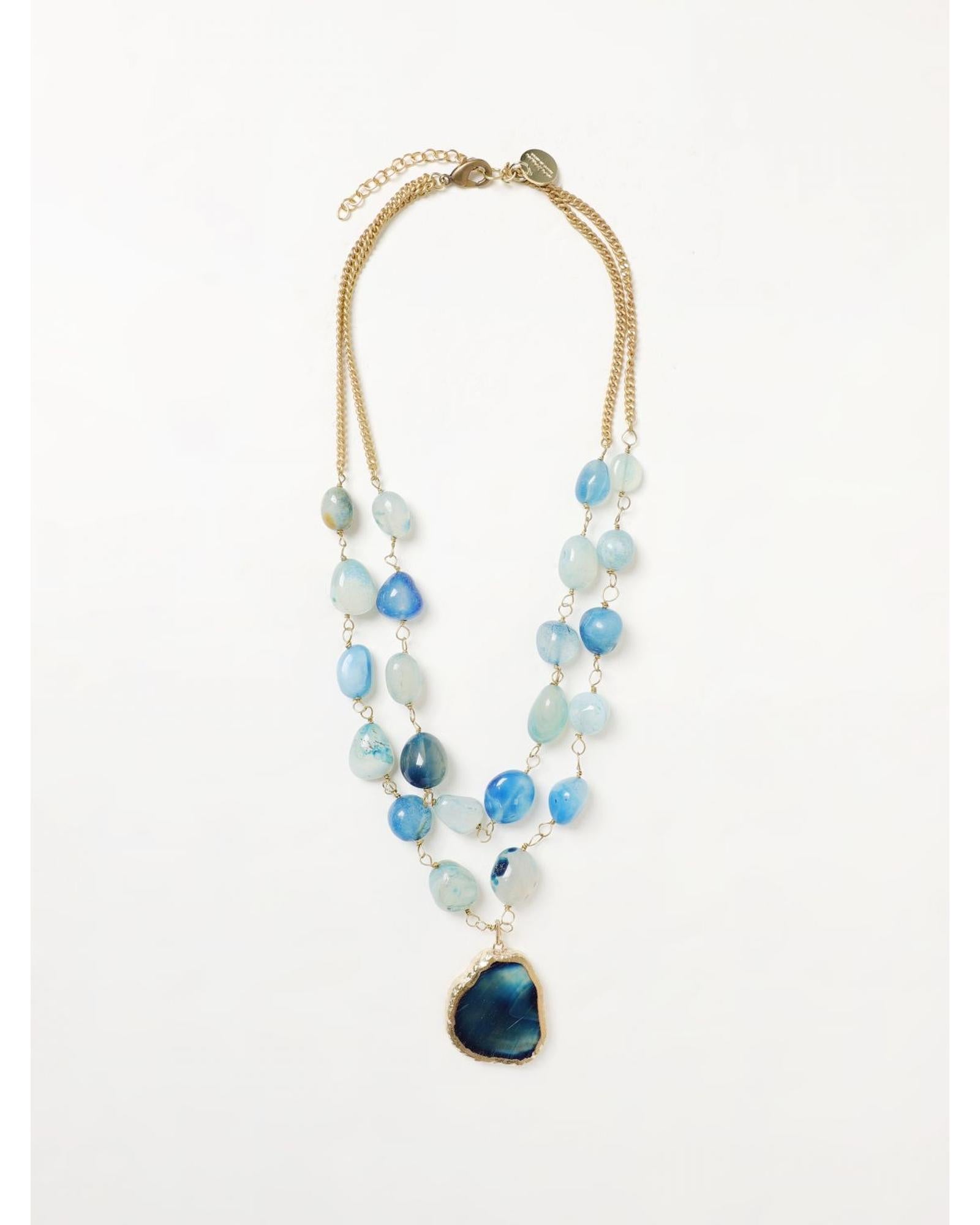 Maliparmi Agate Stone Double Strand Necklace Women Blue 3 Jewelry Blue 3