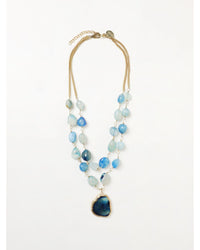 Maliparmi Agate Stone Double Strand Necklace Women Blue 3 Jewelry Blue 3