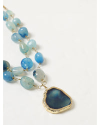 Maliparmi Agate Stone Double Strand Necklace Women Blue 3 Jewelry