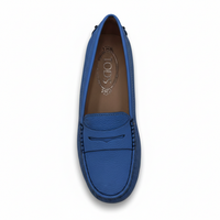 Tod’s Cobalt Blue Leather Driving Loafers with Rubber Pebble Sole