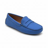Tod’s Cobalt Blue Leather Driving Loafers with Rubber Pebble Sole