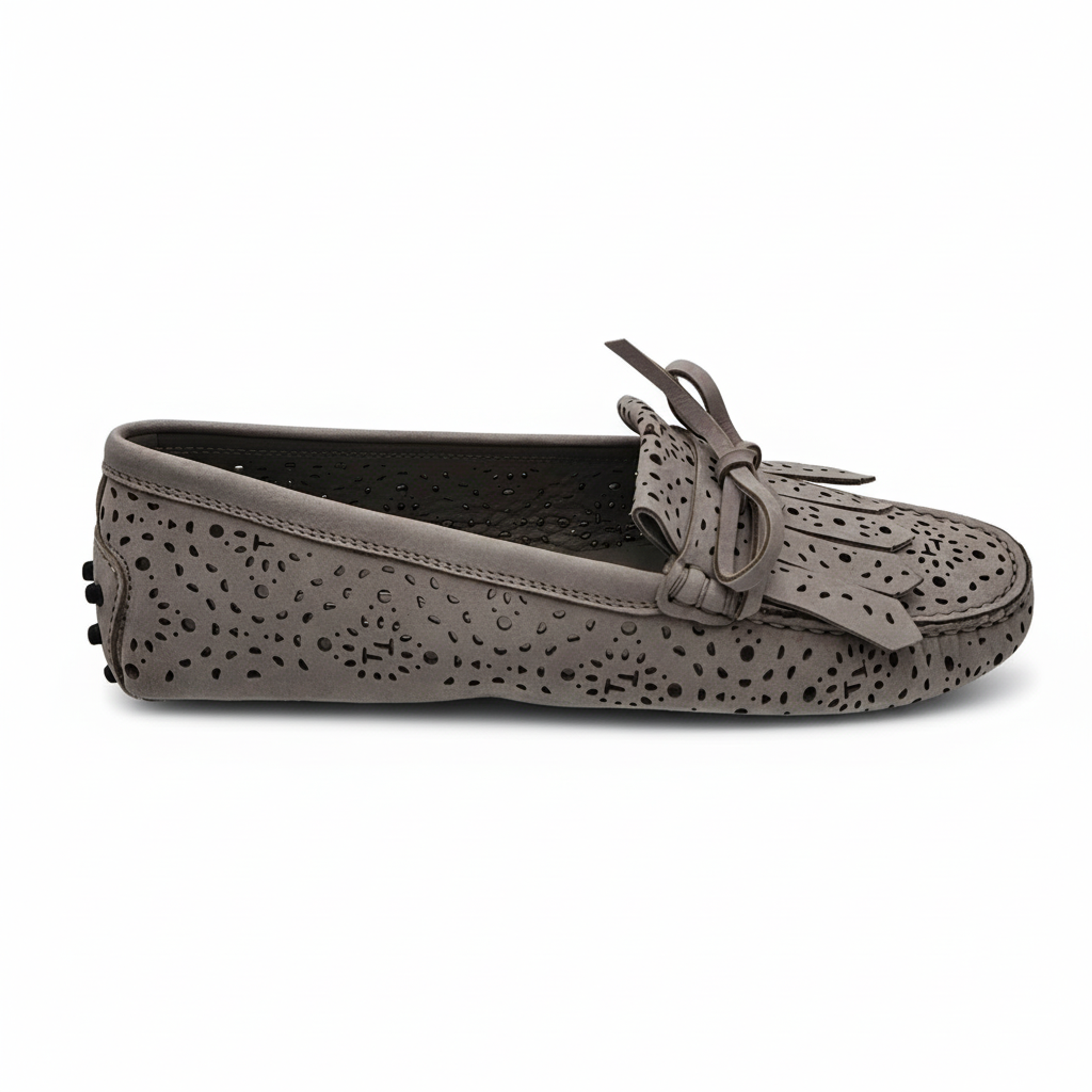 Tods Suede Gommino Driving Loafers in Grey