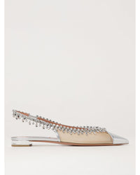 Aquazzura Crystal Slingback Pumps Women Silver Ballet Flats