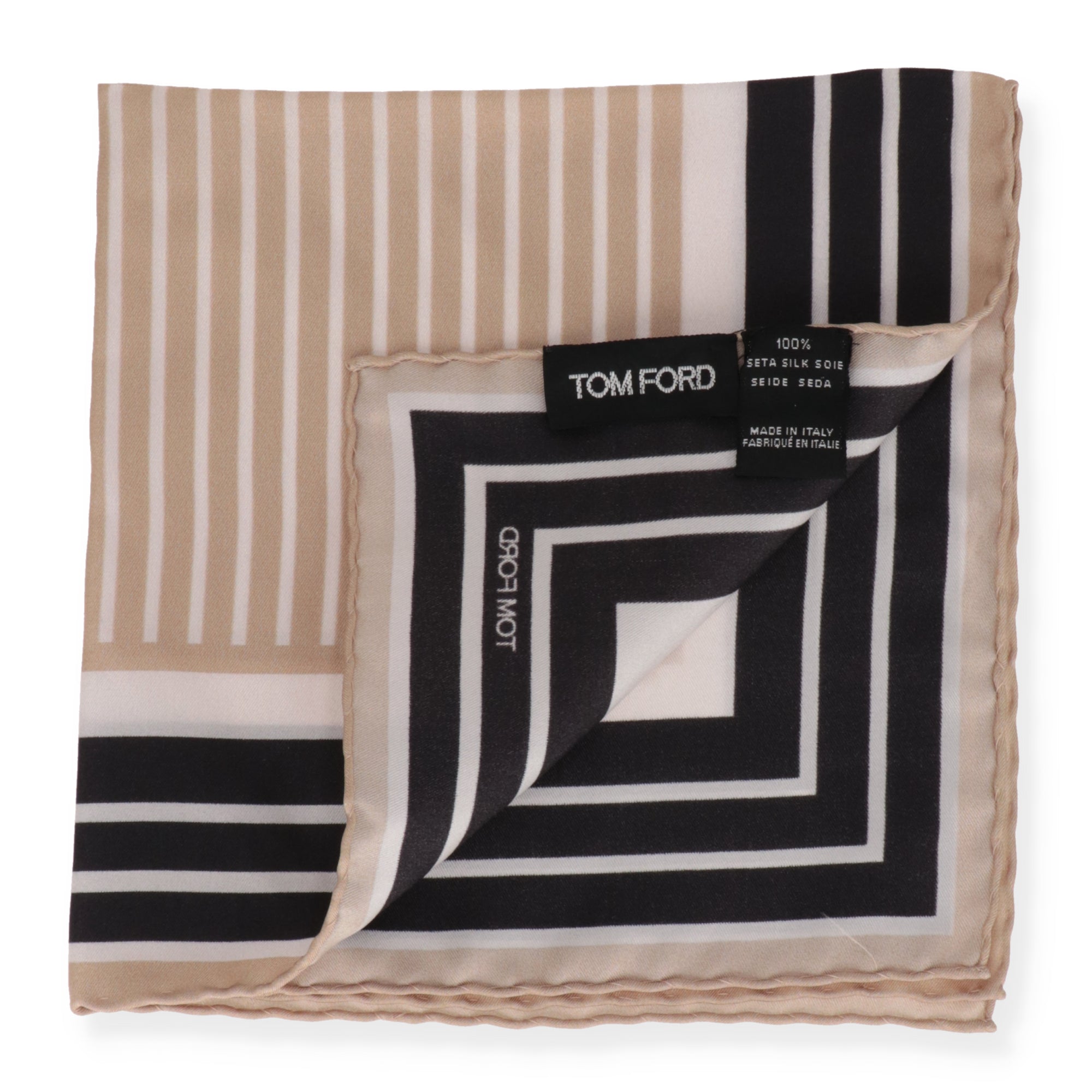 Tom Ford Mens Beige Pocket Square