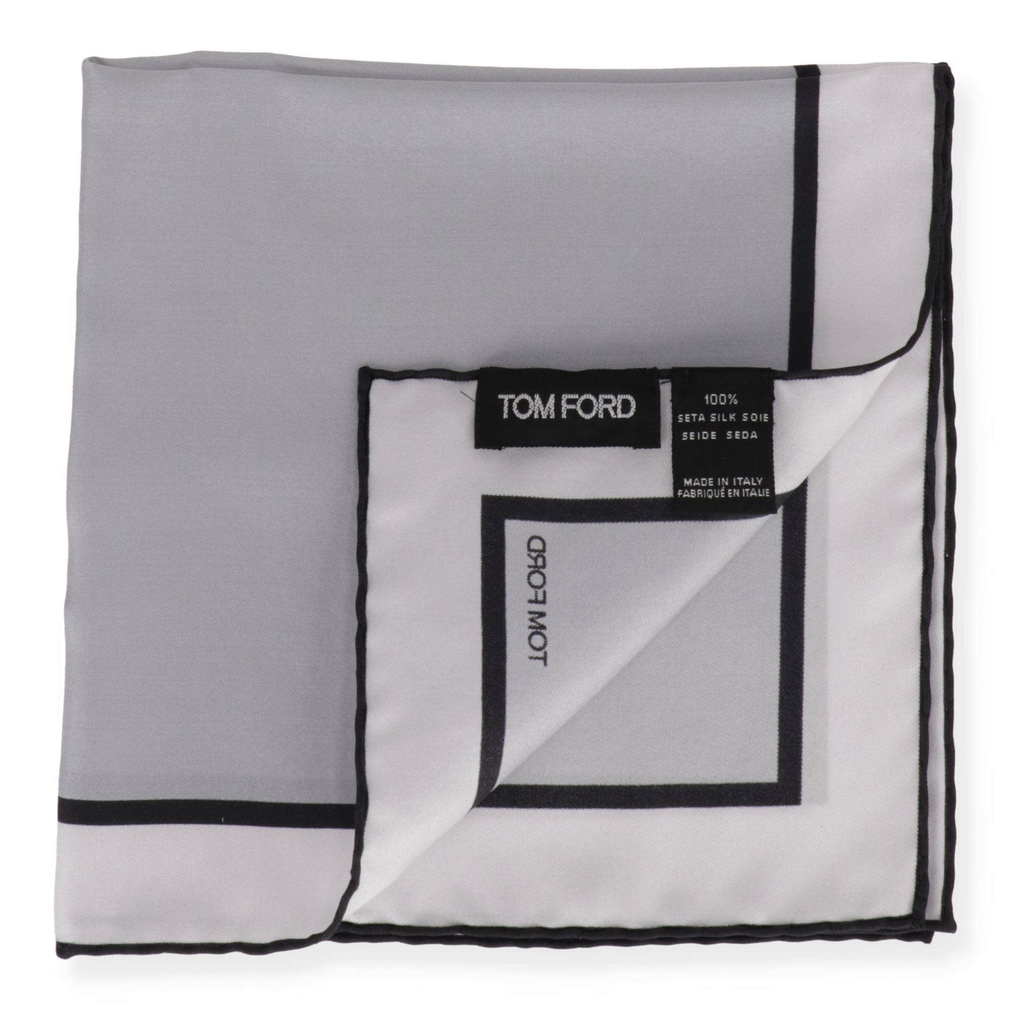 Tom Ford Mens Silver Pocket Square