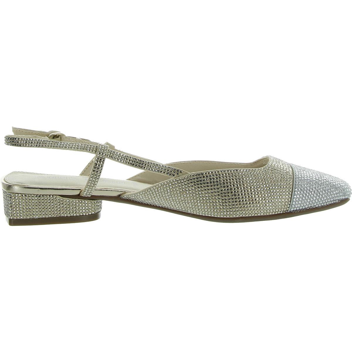 Womens Rhinestone Toe Cap Slingback Heels