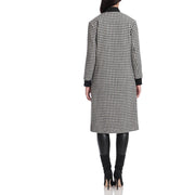 Womens Houndstooth Tweed Long Coat