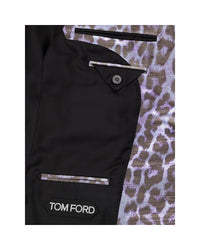 Tom Ford Animal Print Silk Blend Blazer Men Purple