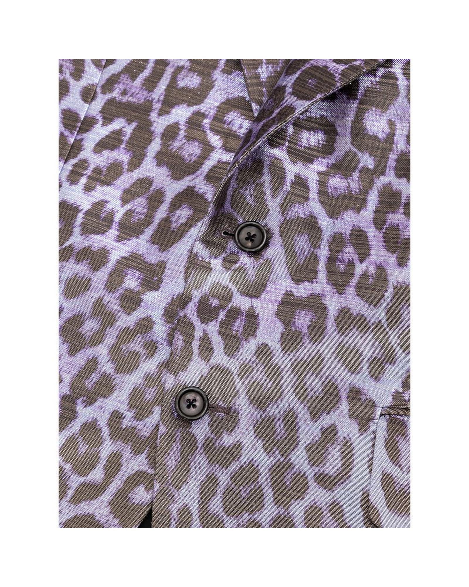 Tom Ford Animal Print Silk Blend Blazer Men Purple