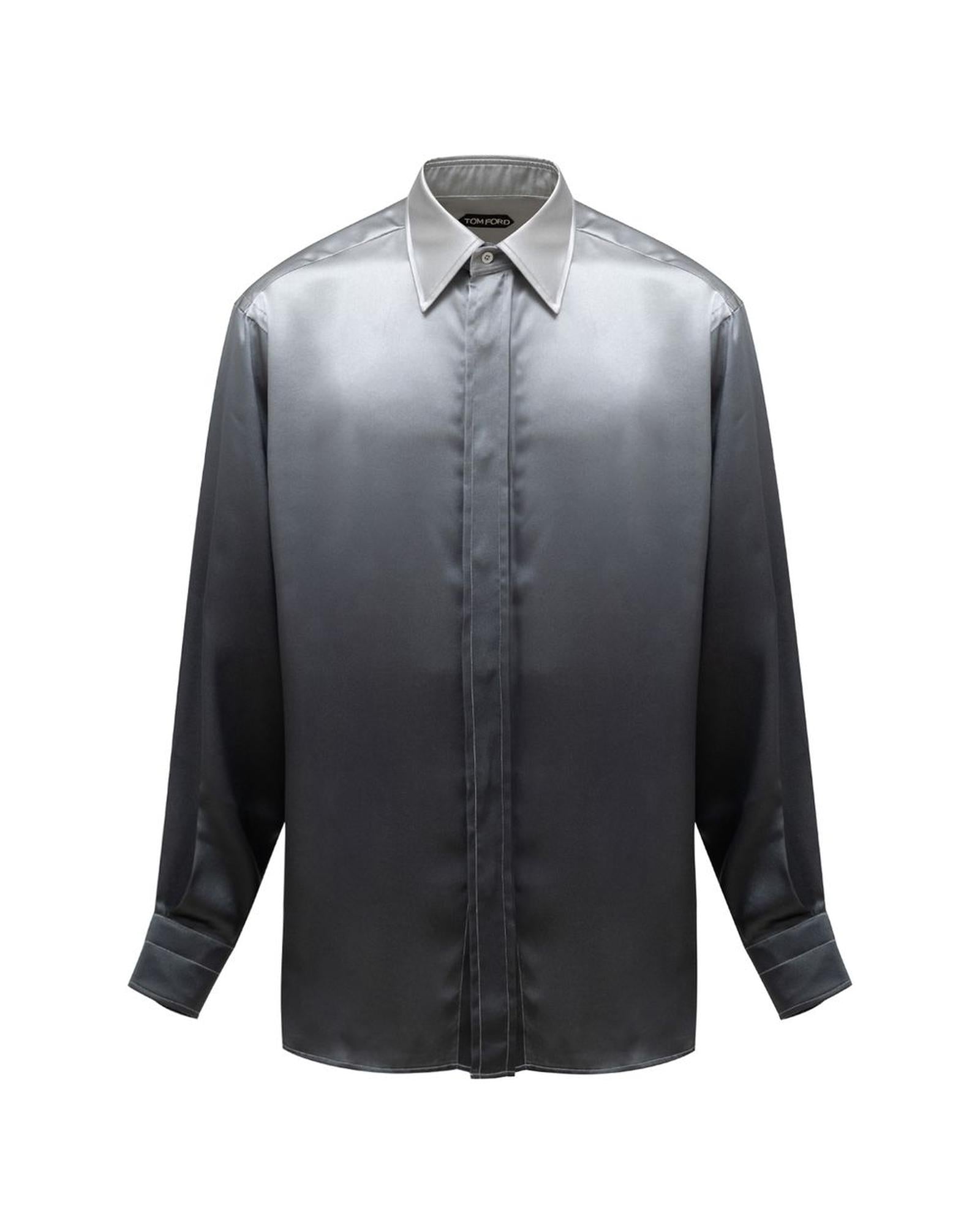 Tom Ford Ombre Silk Dress Shirt Men Gray Gray