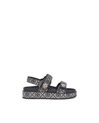 Tory Burch Tory Charm Sandals Fabric Leather Women Blue