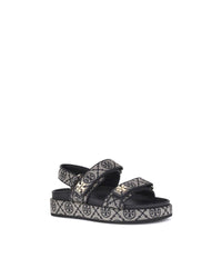 Tory Burch Tory Charm Sandals Fabric Leather Women Blue