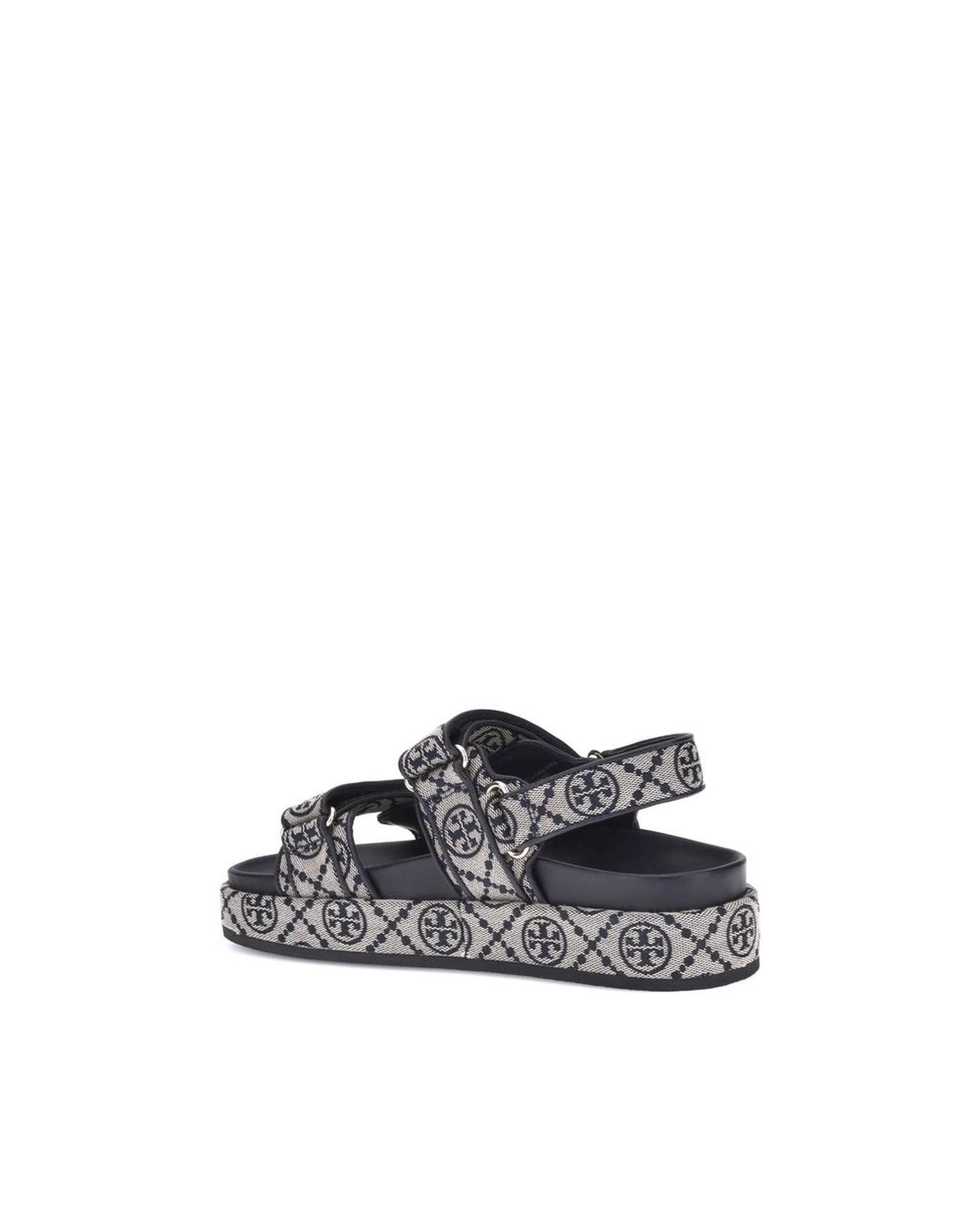Tory Burch Tory Charm Sandals Fabric Leather Women Blue