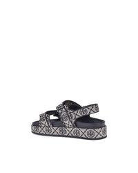 Tory Burch Tory Charm Sandals Fabric Leather Women Blue