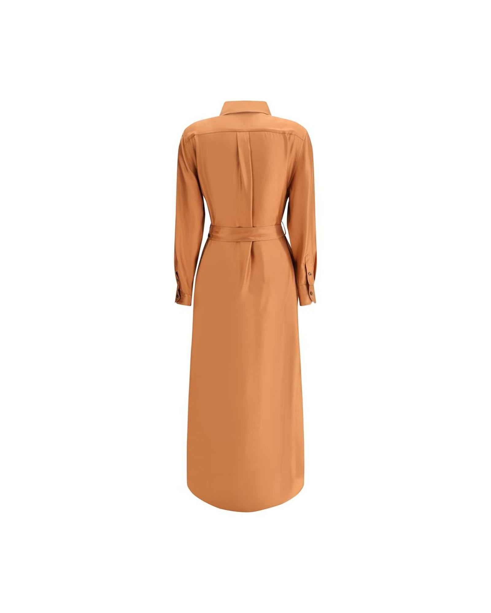 Tom Ford Silk Shirt Dress with Belt Women Brown Dresses
