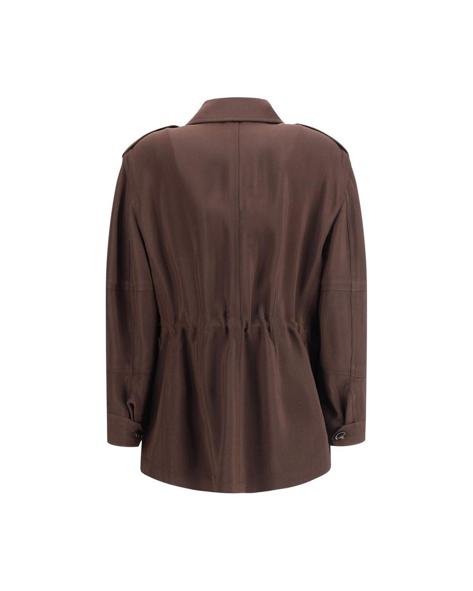 Tom Ford Cotton Blend Button Jacket Women Brown Jackets & Coats