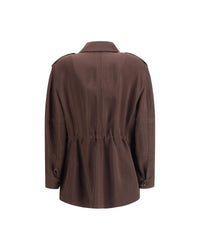 Tom Ford Cotton Blend Button Jacket Women Brown Jackets & Coats