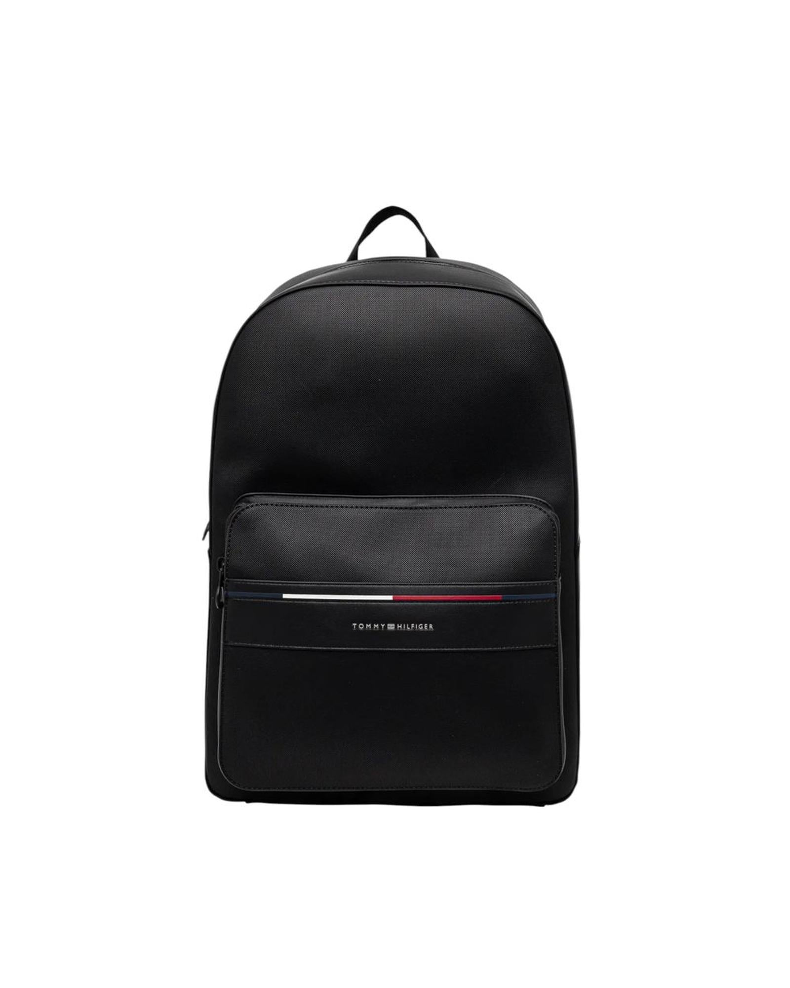 Tommy Hilfiger Polyurethane and Recycled Polyester Backpack Men Black ONE SIZE Black